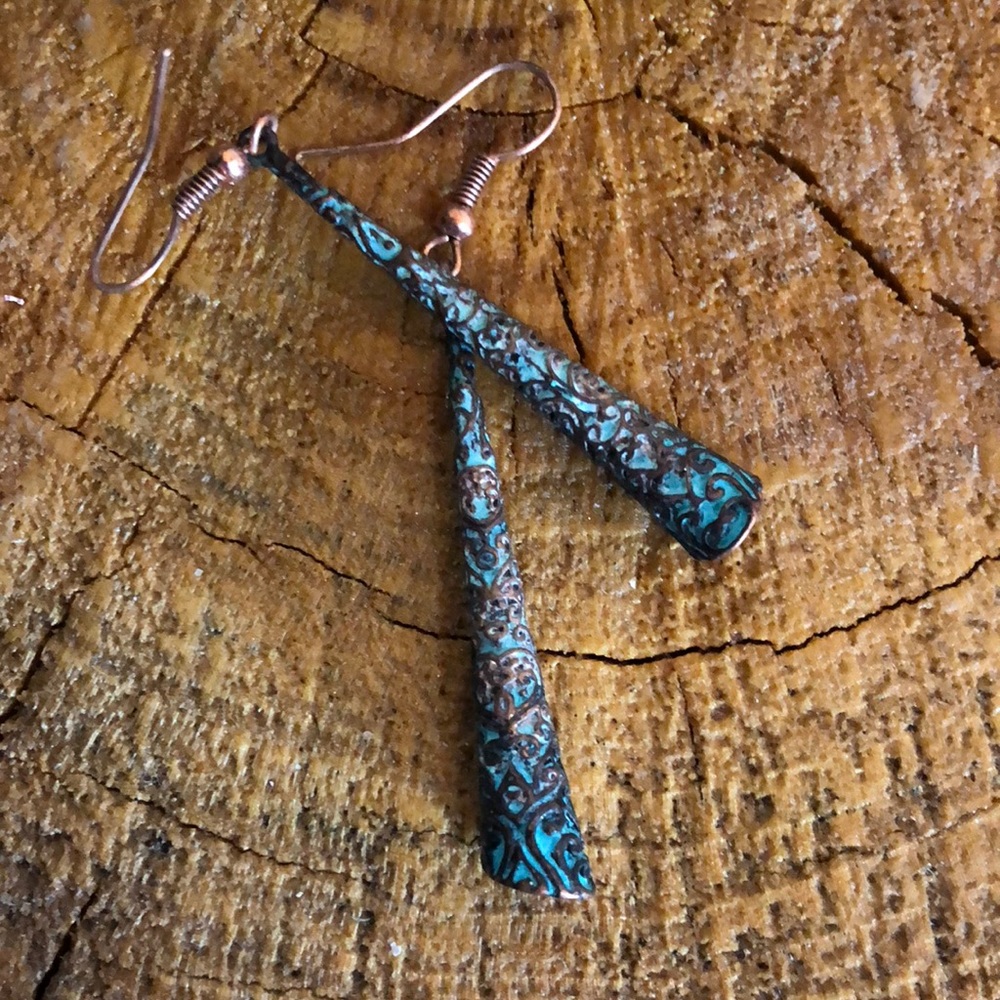 Turquoise and bronze earrings. Never worn.